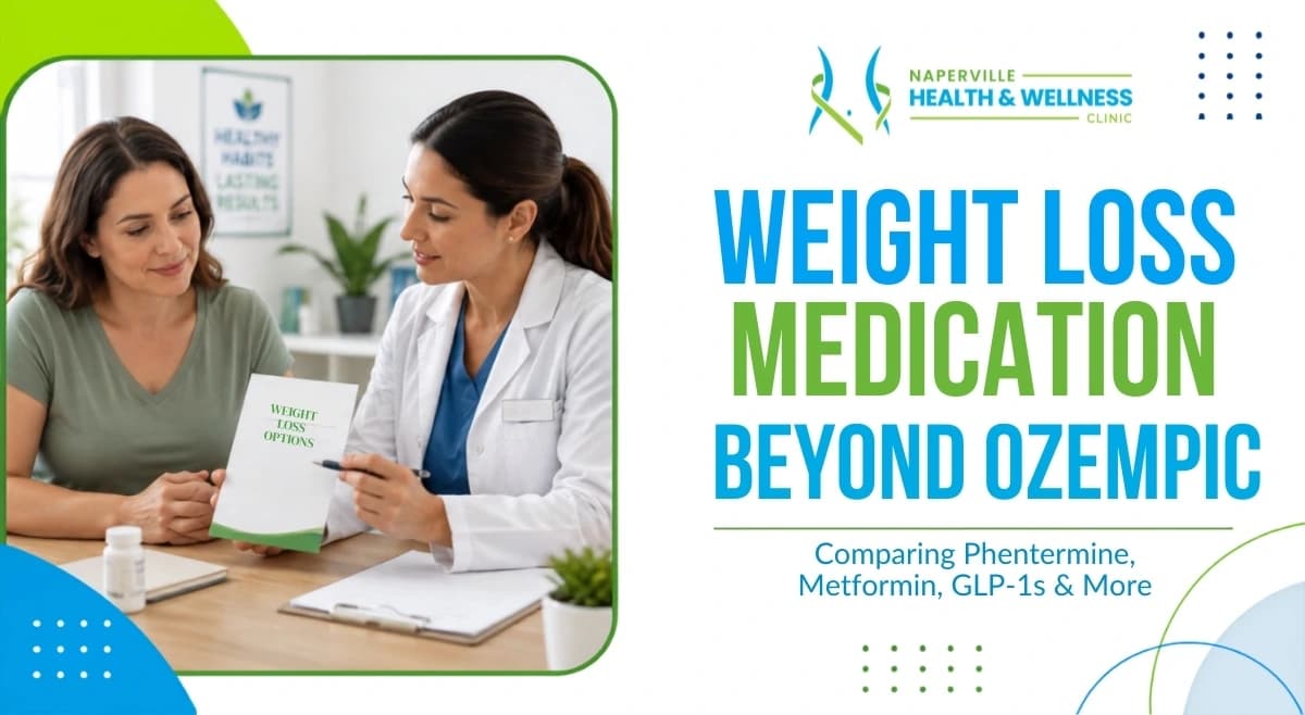 Naperville provider and patient discussing weight loss medication options during a medical consultation
