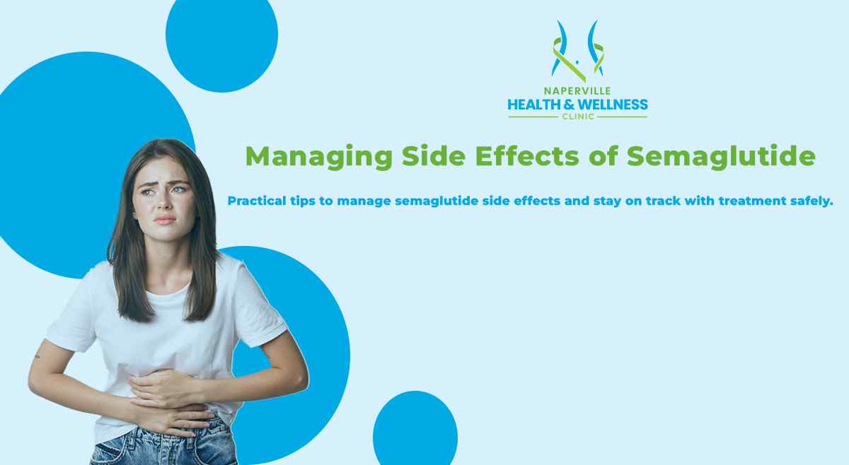 Patient reviewing a Semaglutide guide with tips for managing nausea, constipation, and other common side effects