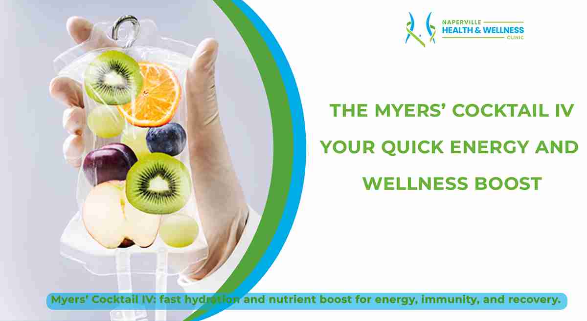 Patient receiving a Myers’ Cocktail IV infusion with vitamins and minerals for energy, hydration, and immune support.