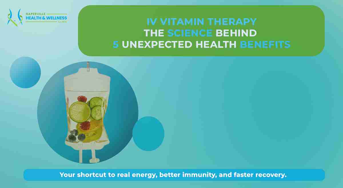 Patient receiving IV vitamin drip at Naperville Health & Wellness Clinic for improved energy, immunity support, recovery, and skin health